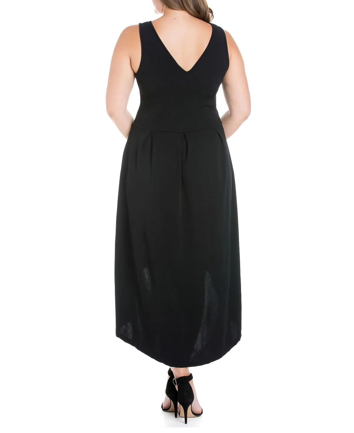 24seven Comfort Apparel Women's Plus Size High Hem Evening Dress, Black