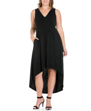 24seven Comfort Apparel Women's Plus Size High Hem Evening Dress, Black