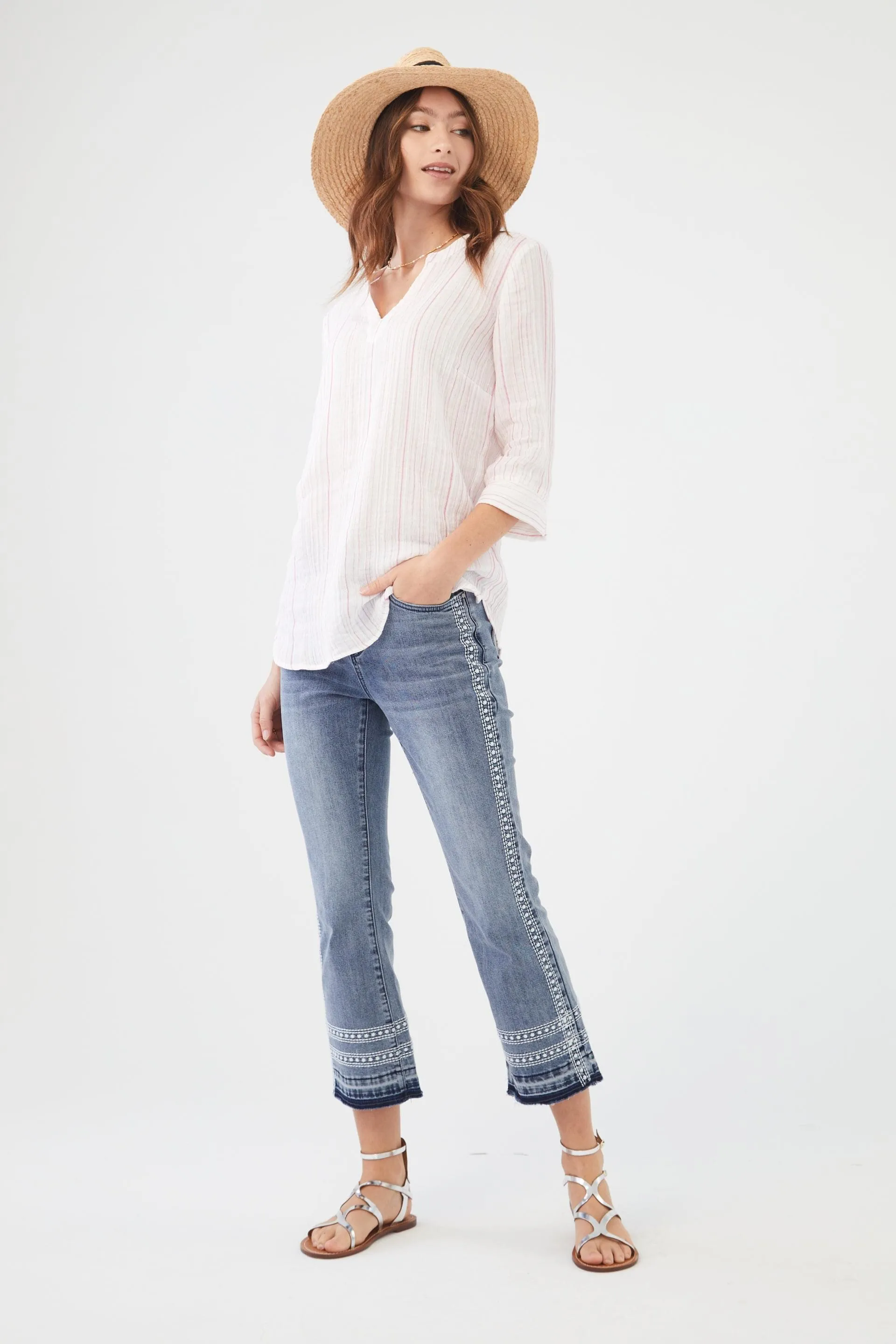 3/4 Sleeve Textured Tunic