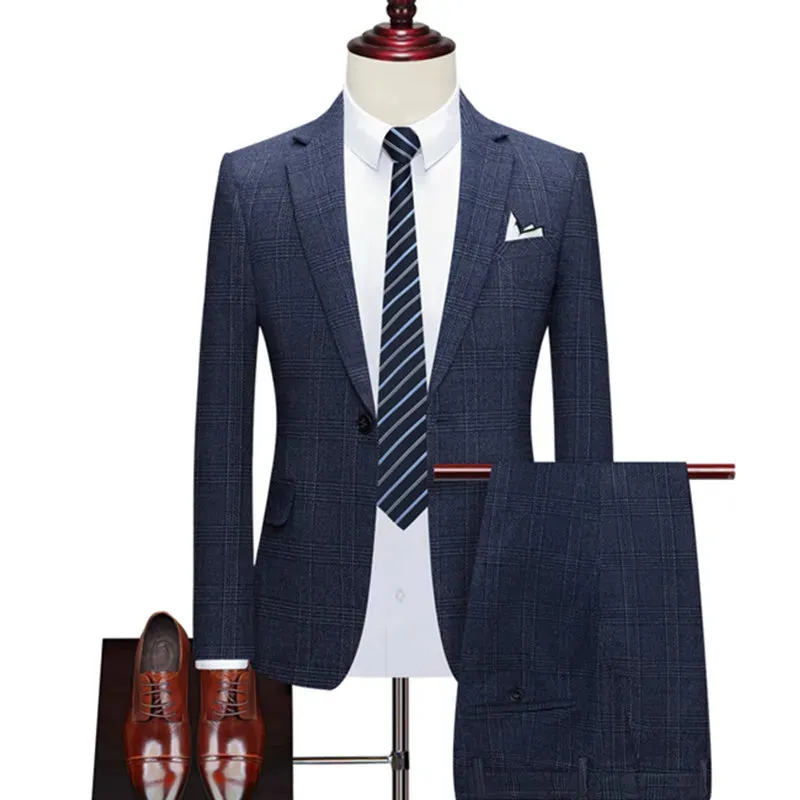 Aidase Jacket Vest Pants New Fashion Boutique Plaid Casual Office Business Men Suit Groom Wedding Dress Tuxedo 3 Pcs Blazers Set