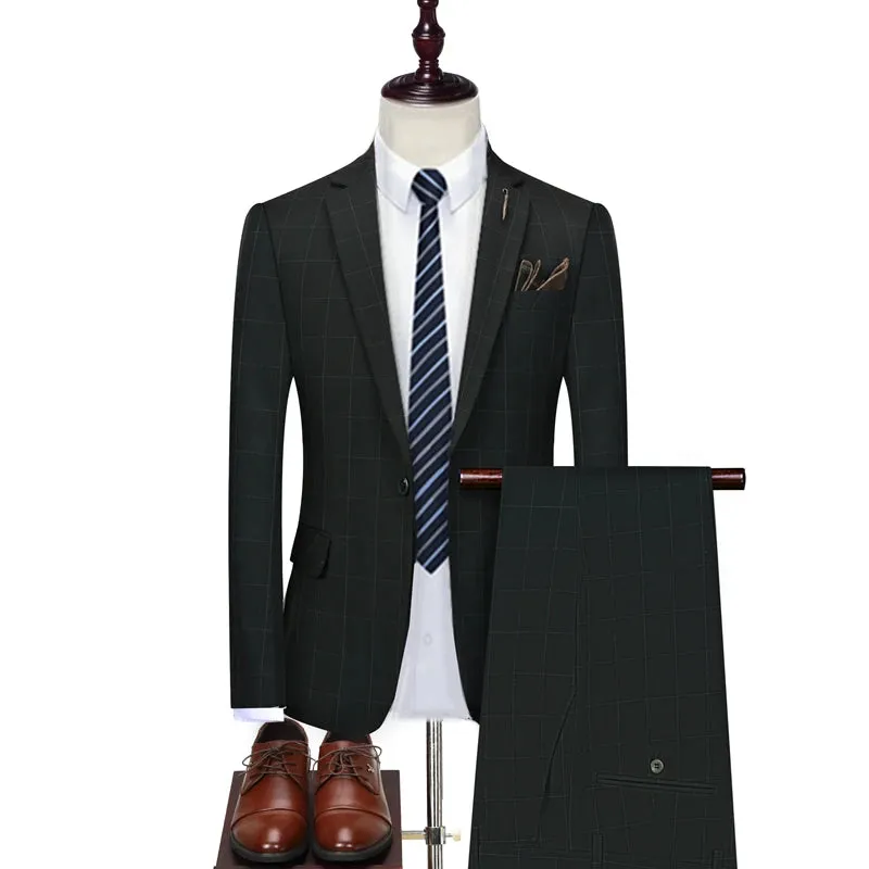 Aidase Jacket Vest Pants New Fashion Boutique Plaid Casual Office Business Men Suit Groom Wedding Dress Tuxedo 3 Pcs Blazers Set