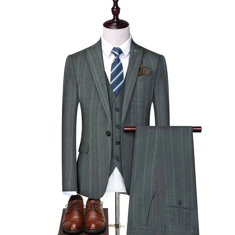 Aidase Jacket Vest Pants New Fashion Boutique Plaid Casual Office Business Men Suit Groom Wedding Dress Tuxedo 3 Pcs Blazers Set