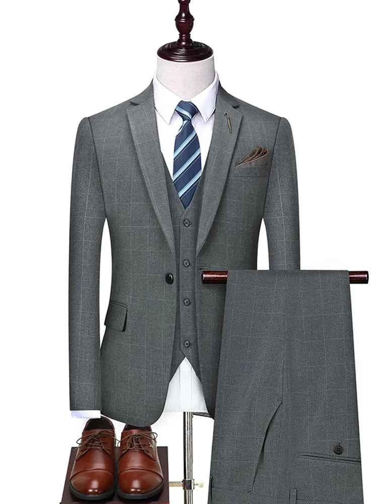 Aidase Jacket Vest Pants New Fashion Boutique Plaid Casual Office Business Men Suit Groom Wedding Dress Tuxedo 3 Pcs Blazers Set