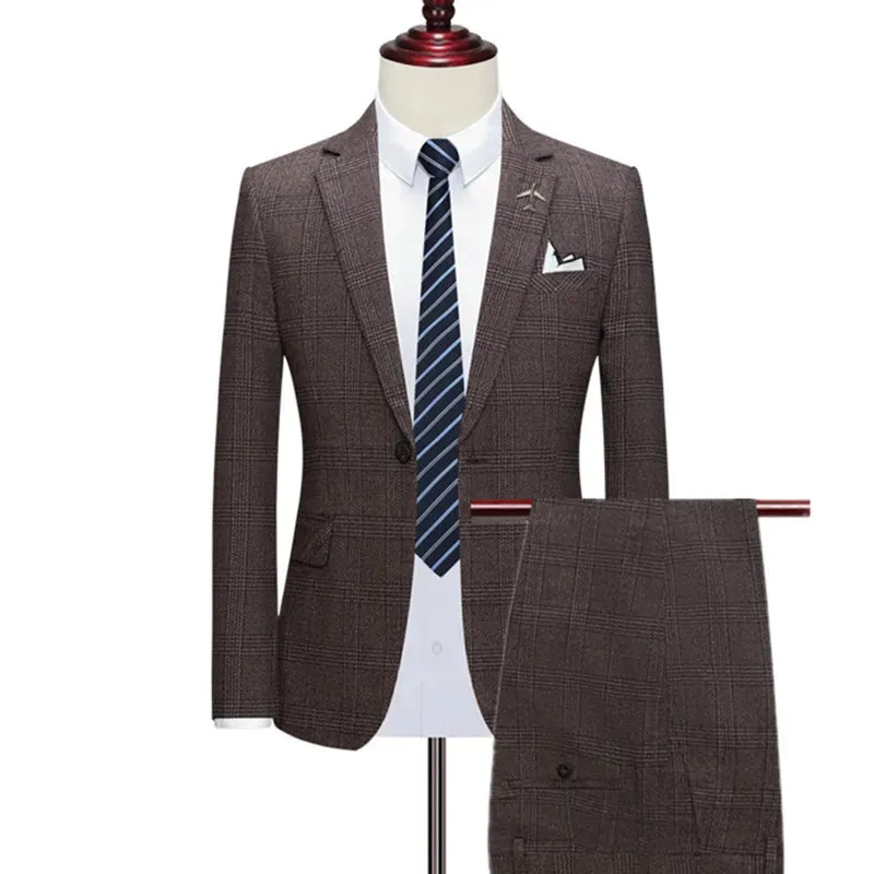 Aidase Jacket Vest Pants New Fashion Boutique Plaid Casual Office Business Men Suit Groom Wedding Dress Tuxedo 3 Pcs Blazers Set