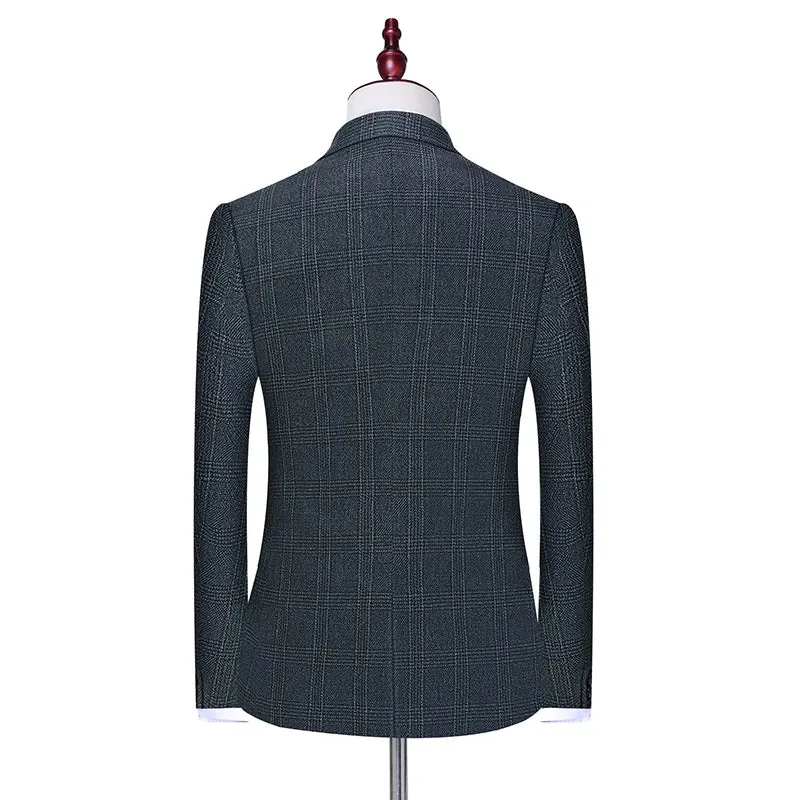 Aidase Jacket Vest Pants New Fashion Boutique Plaid Casual Office Business Men Suit Groom Wedding Dress Tuxedo 3 Pcs Blazers Set