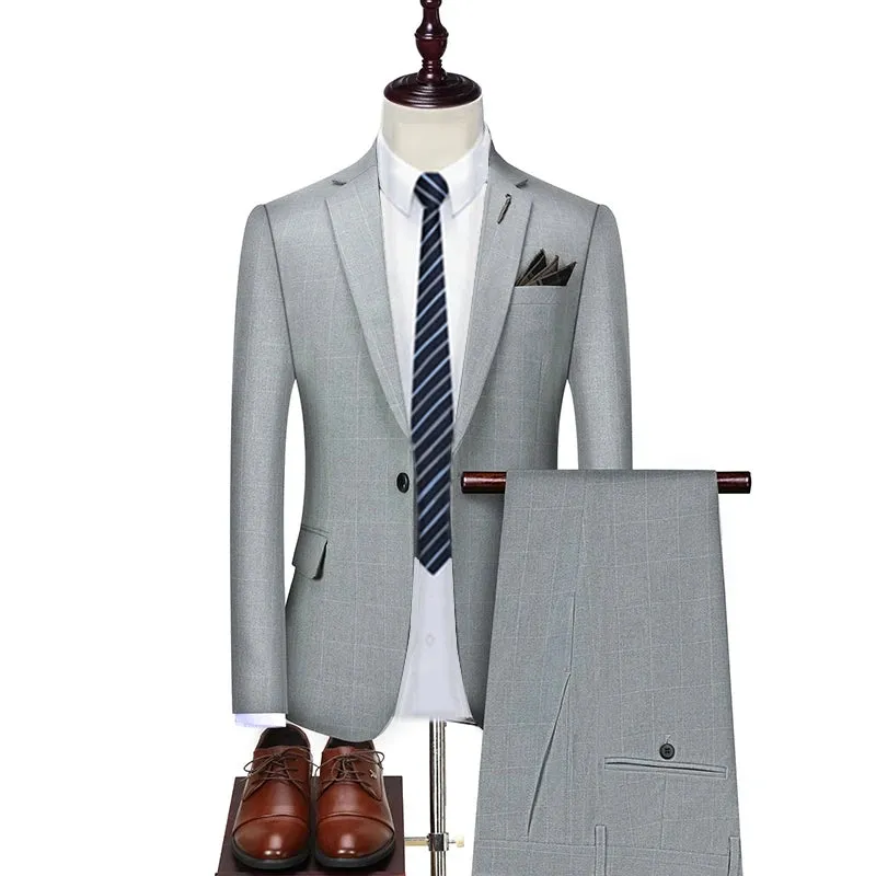 Aidase Jacket Vest Pants New Fashion Boutique Plaid Casual Office Business Men Suit Groom Wedding Dress Tuxedo 3 Pcs Blazers Set