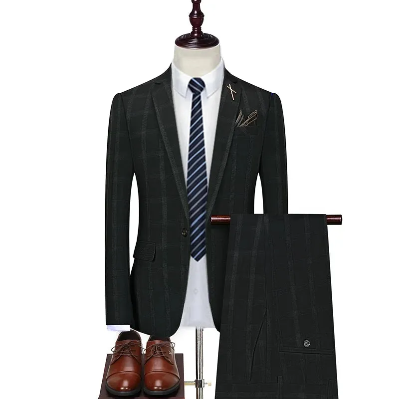 Aidase Jacket Vest Pants New Fashion Boutique Plaid Casual Office Business Men Suit Groom Wedding Dress Tuxedo 3 Pcs Blazers Set