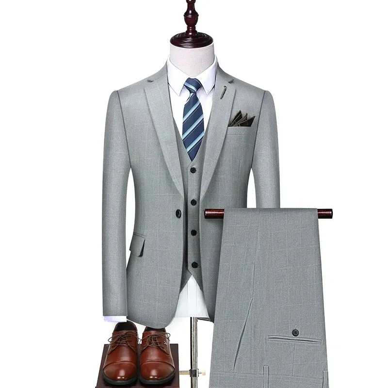 Aidase Jacket Vest Pants New Fashion Boutique Plaid Casual Office Business Men Suit Groom Wedding Dress Tuxedo 3 Pcs Blazers Set