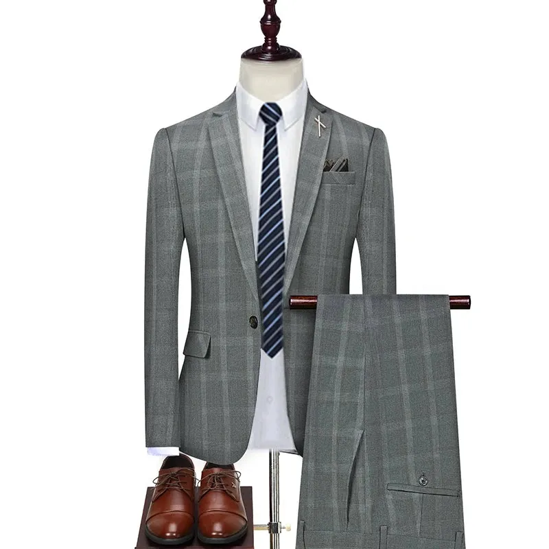 Aidase Jacket Vest Pants New Fashion Boutique Plaid Casual Office Business Men Suit Groom Wedding Dress Tuxedo 3 Pcs Blazers Set