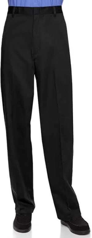 AKA Half Elastic Wrinkle Free Flat Front Men's Slacks – Relaxed Fit Twill Casual Pant - Black
