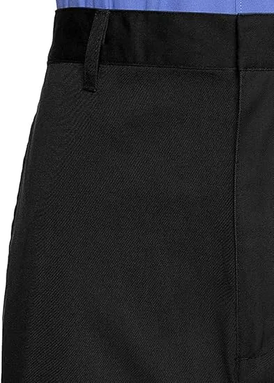AKA Half Elastic Wrinkle Free Flat Front Men's Slacks – Relaxed Fit Twill Casual Pant - Black