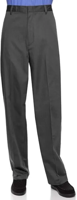 AKA Half Elastic Wrinkle Free Flat Front Men's Slacks – Relaxed Fit Twill Casual Pant - Charcoal