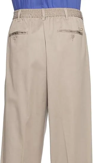 AKA Half Elastic Wrinkle Free Flat Front Men's Slacks – Relaxed Fit Twill Casual Pant - Charcoal