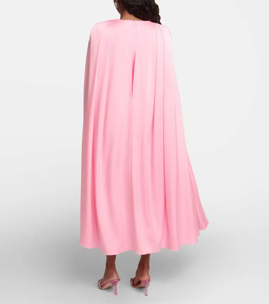 ALEX PERRY crepe cape midi dress, pink
