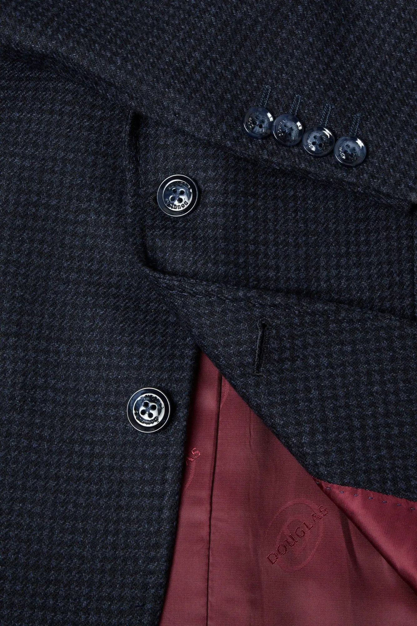 Almeria Micro Check Wool Blend Jacket - Navy