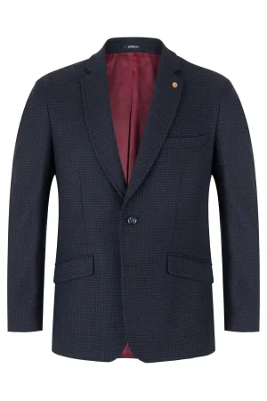 Almeria Micro Check Wool Blend Jacket - Navy