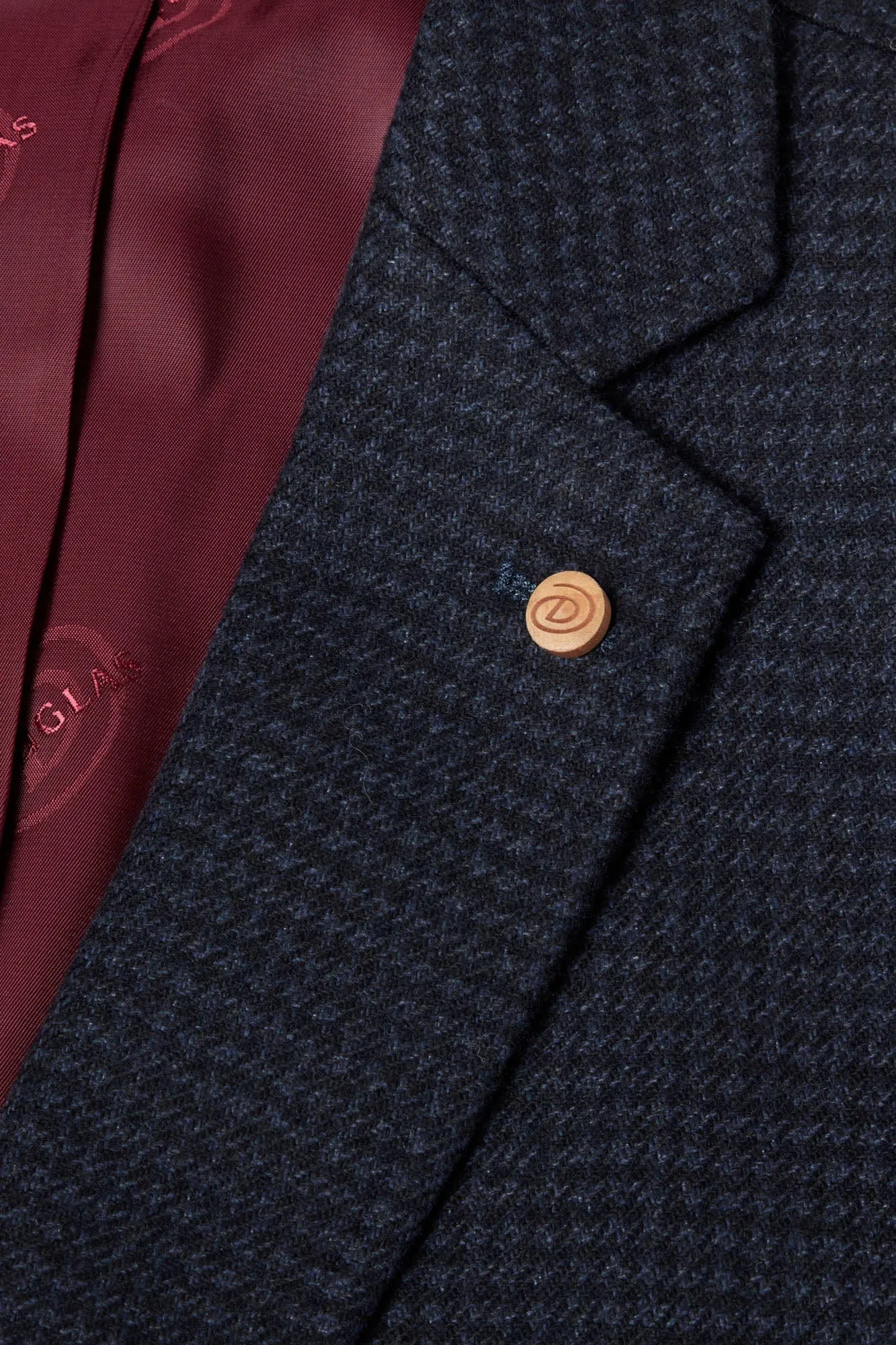 Almeria Micro Check Wool Blend Jacket - Navy
