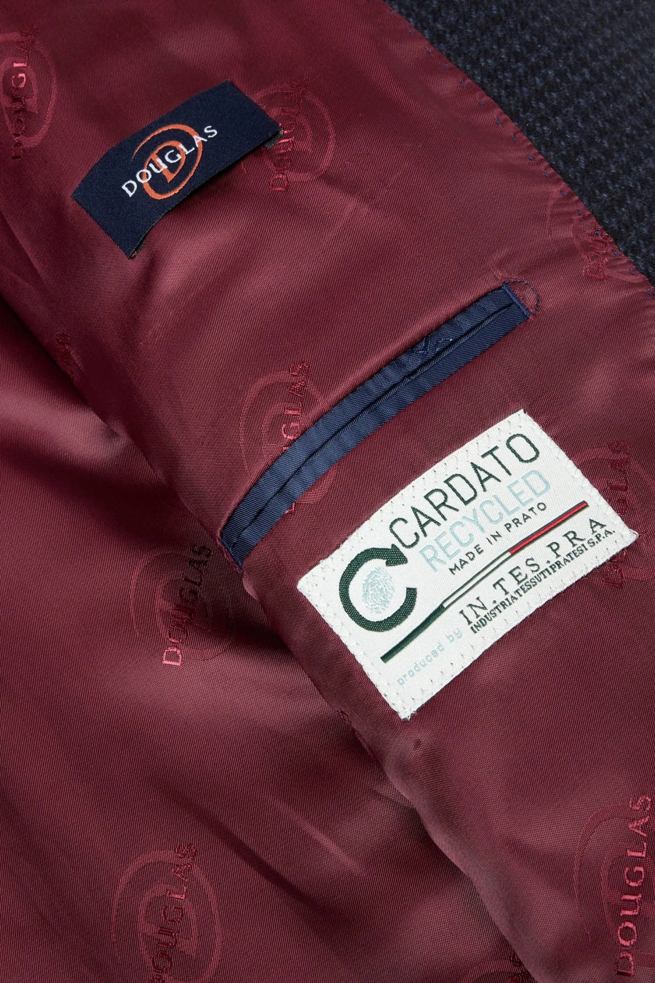 Almeria Micro Check Wool Blend Jacket - Navy