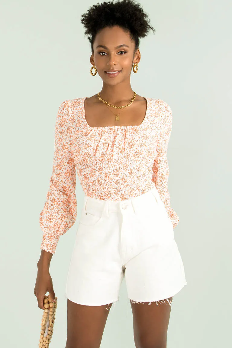 Amia Top / Orange Floral