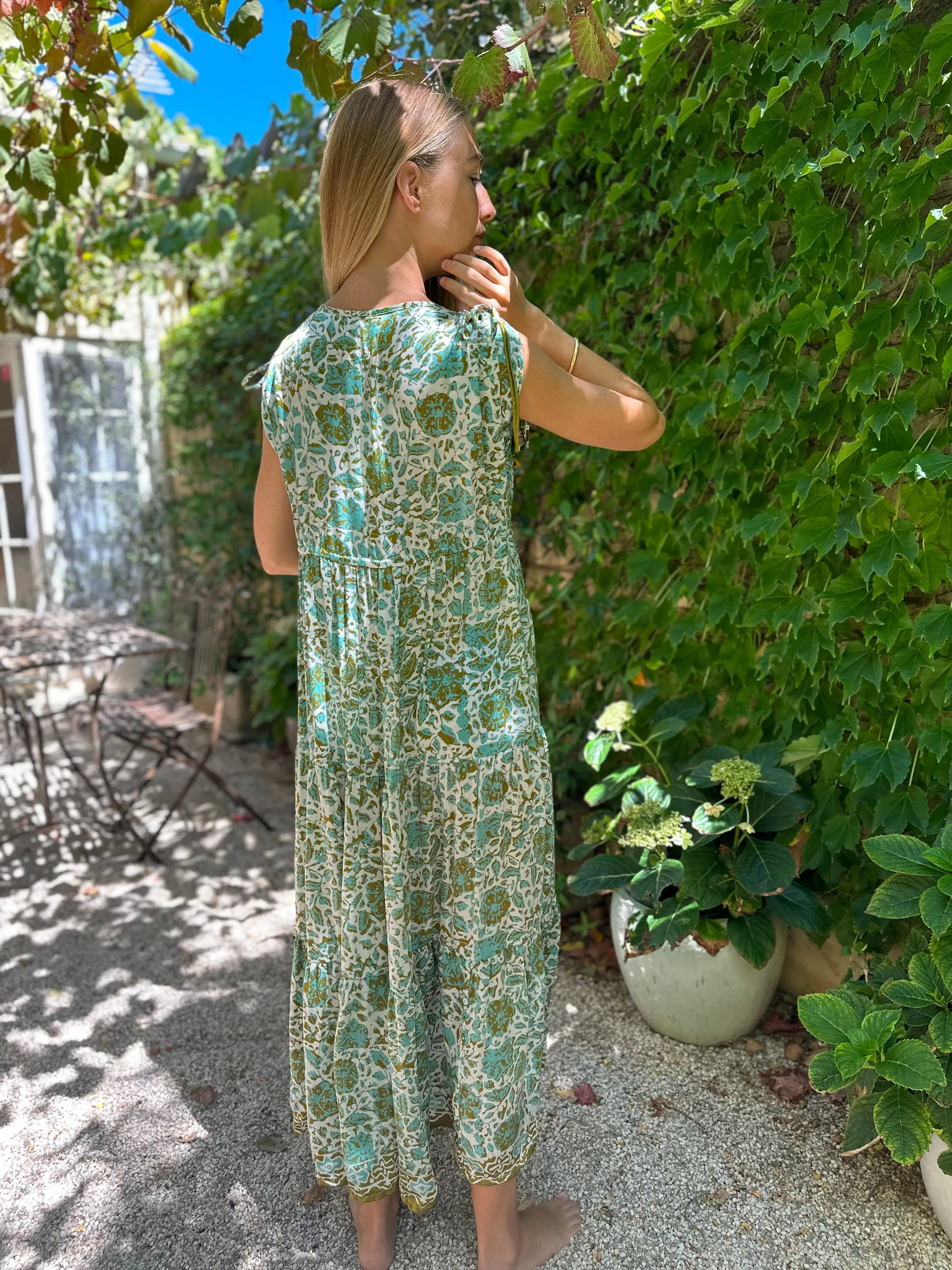 Antibes Silk Dress in Peridot