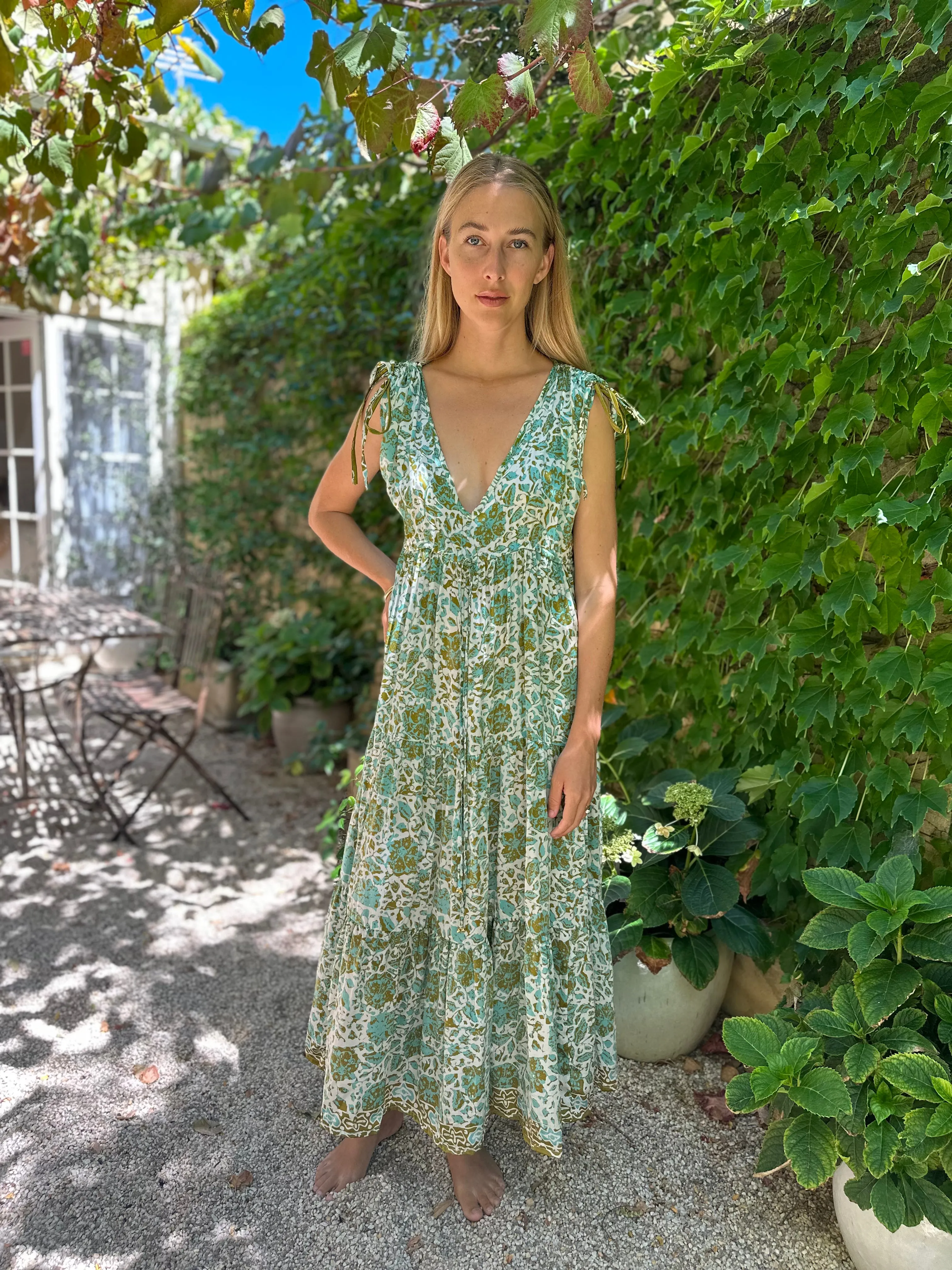 Antibes Silk Dress in Peridot