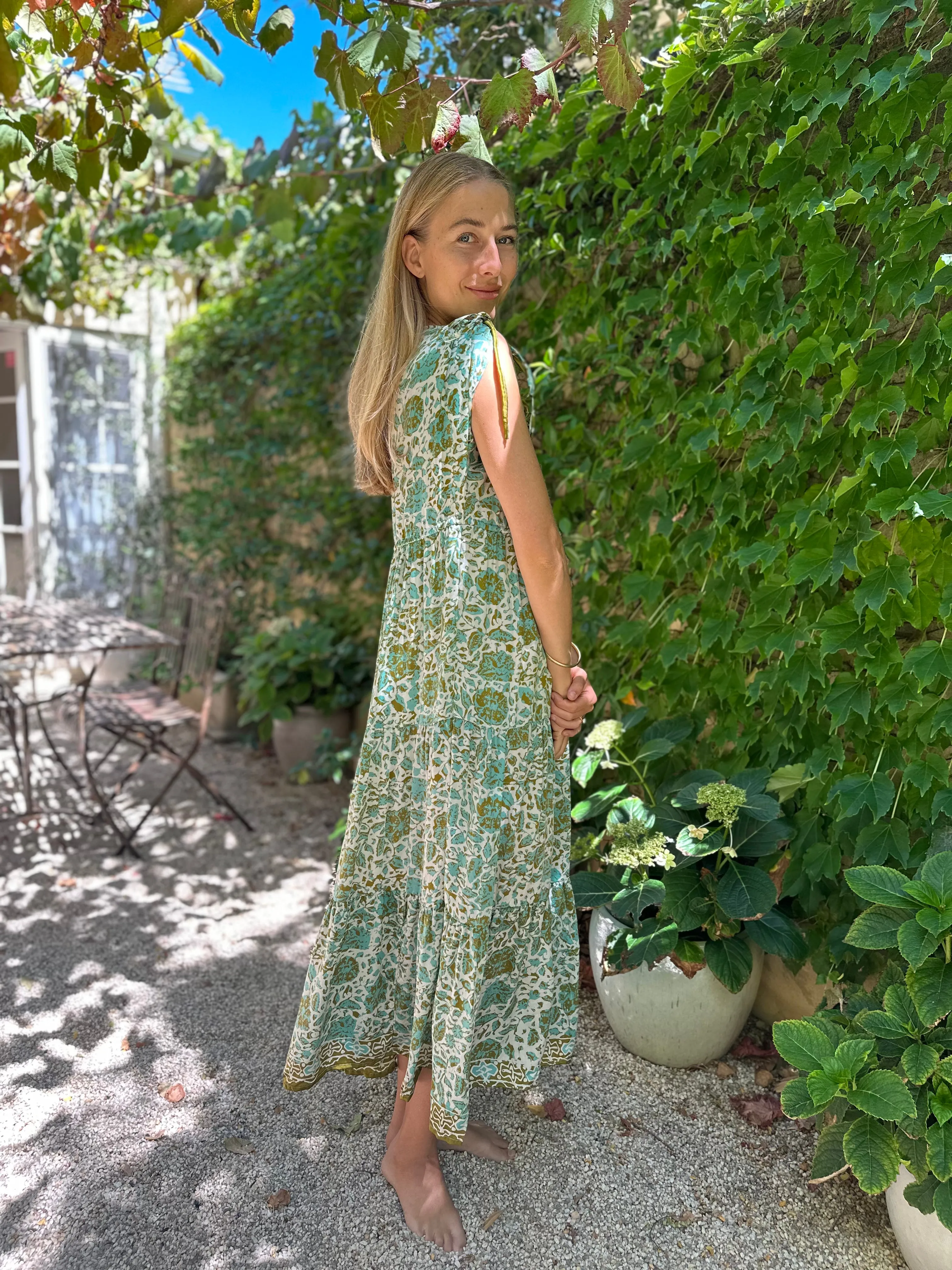 Antibes Silk Dress in Peridot