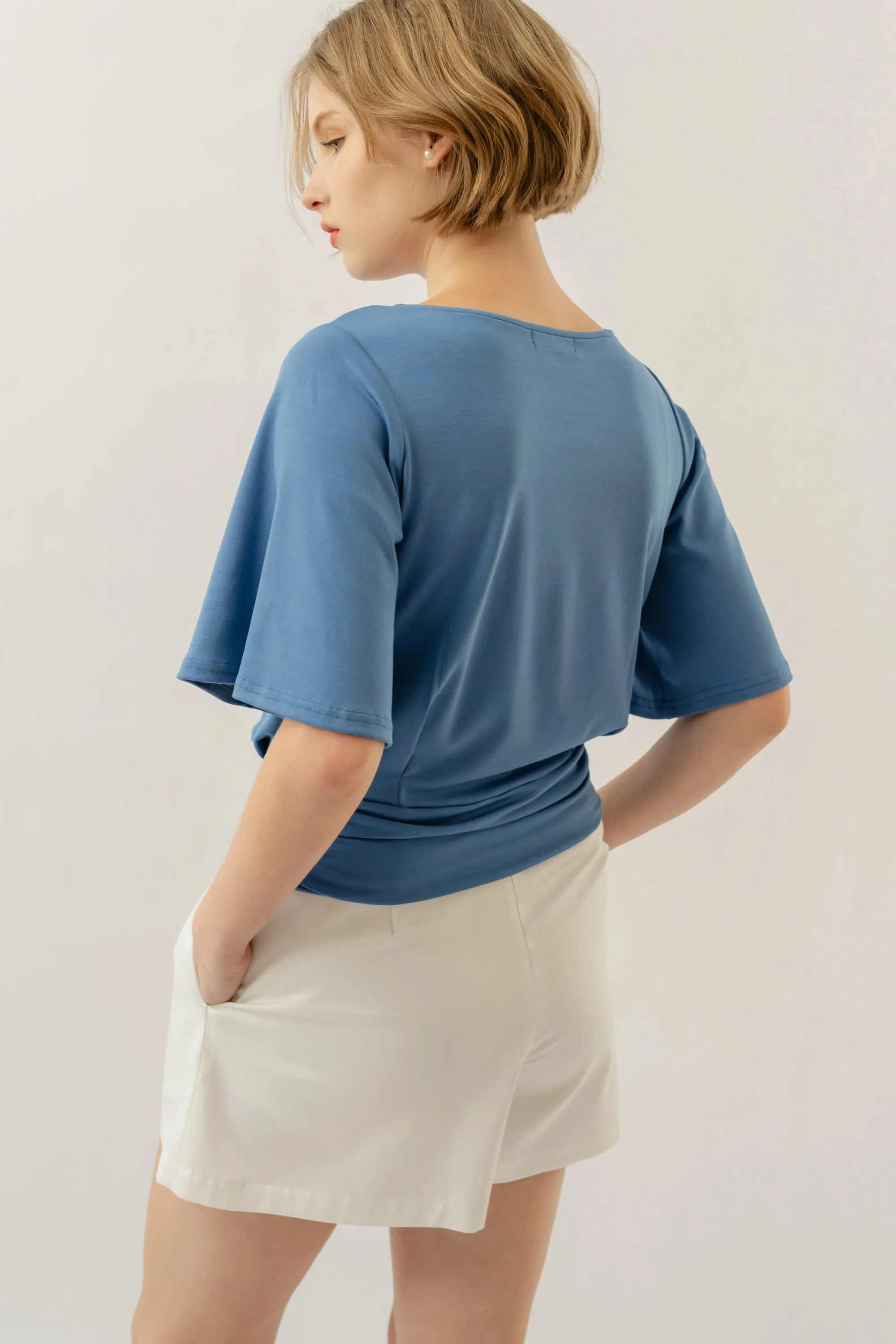 Bamboo Flutter Sleeve Top - Sky