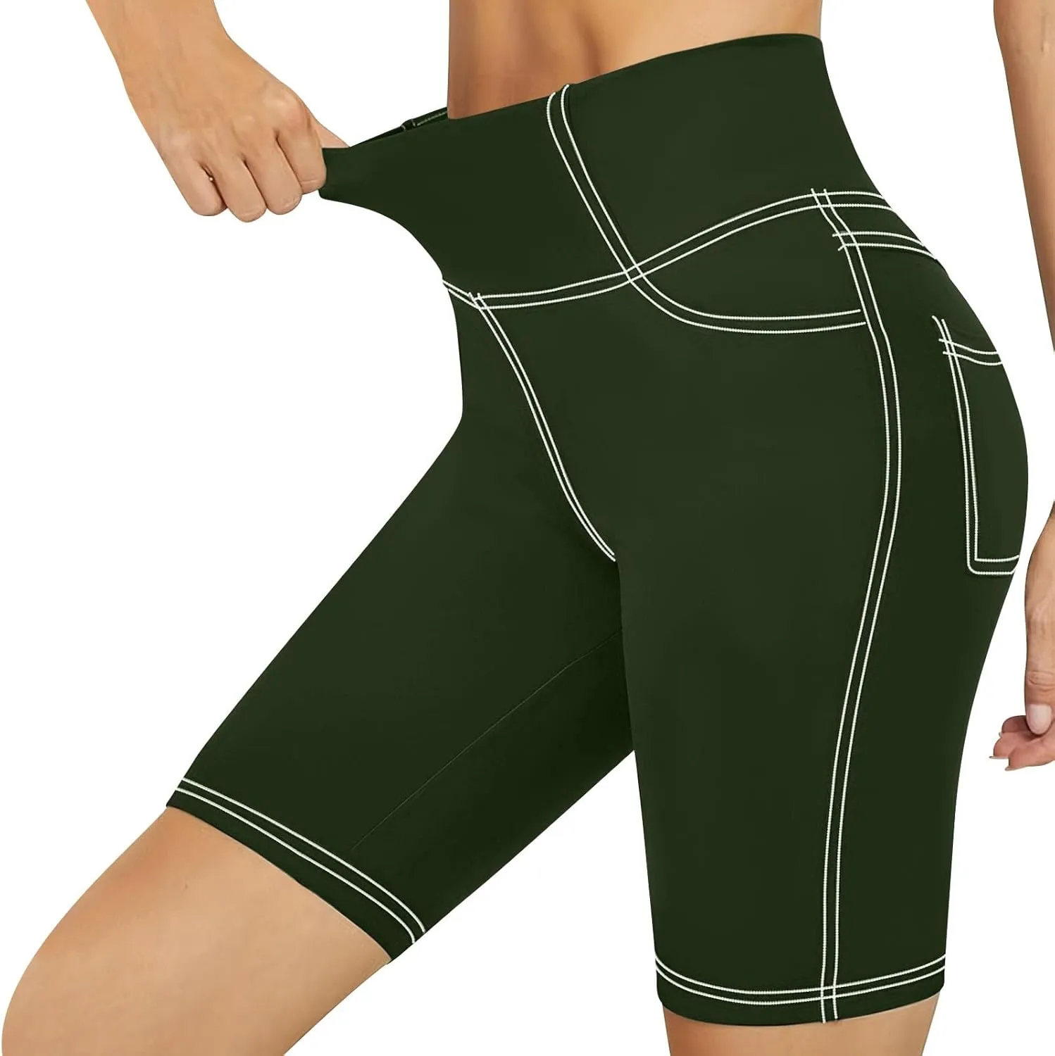Biker Shorts for Women Cotton High Waisted Yoga Shorts Tummy Control Short Leggings