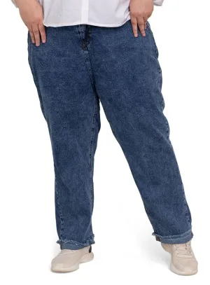 Blue 2 Plus Size-Momfit Jeans