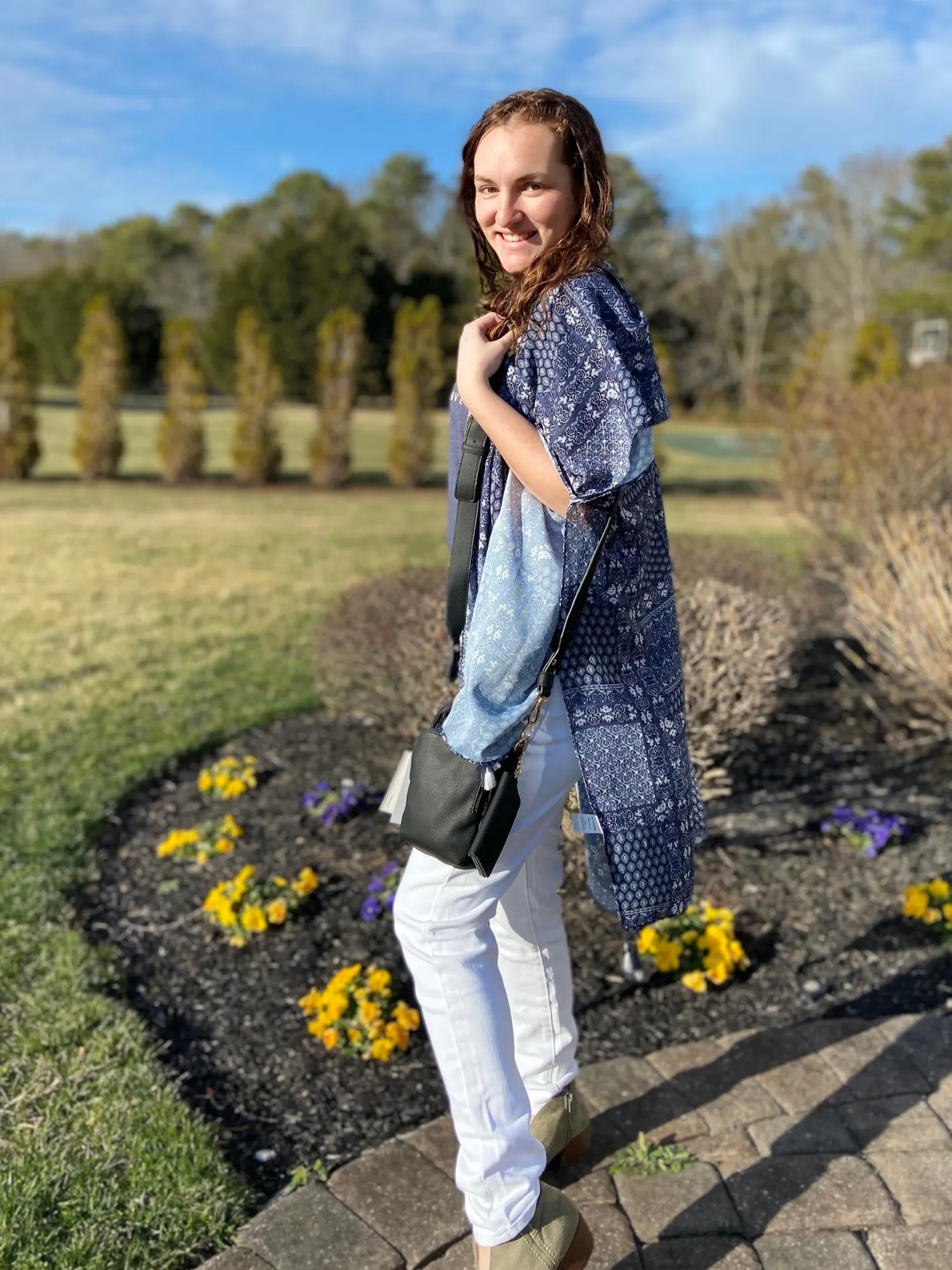 Blue and White Vintage Kimono in Curves