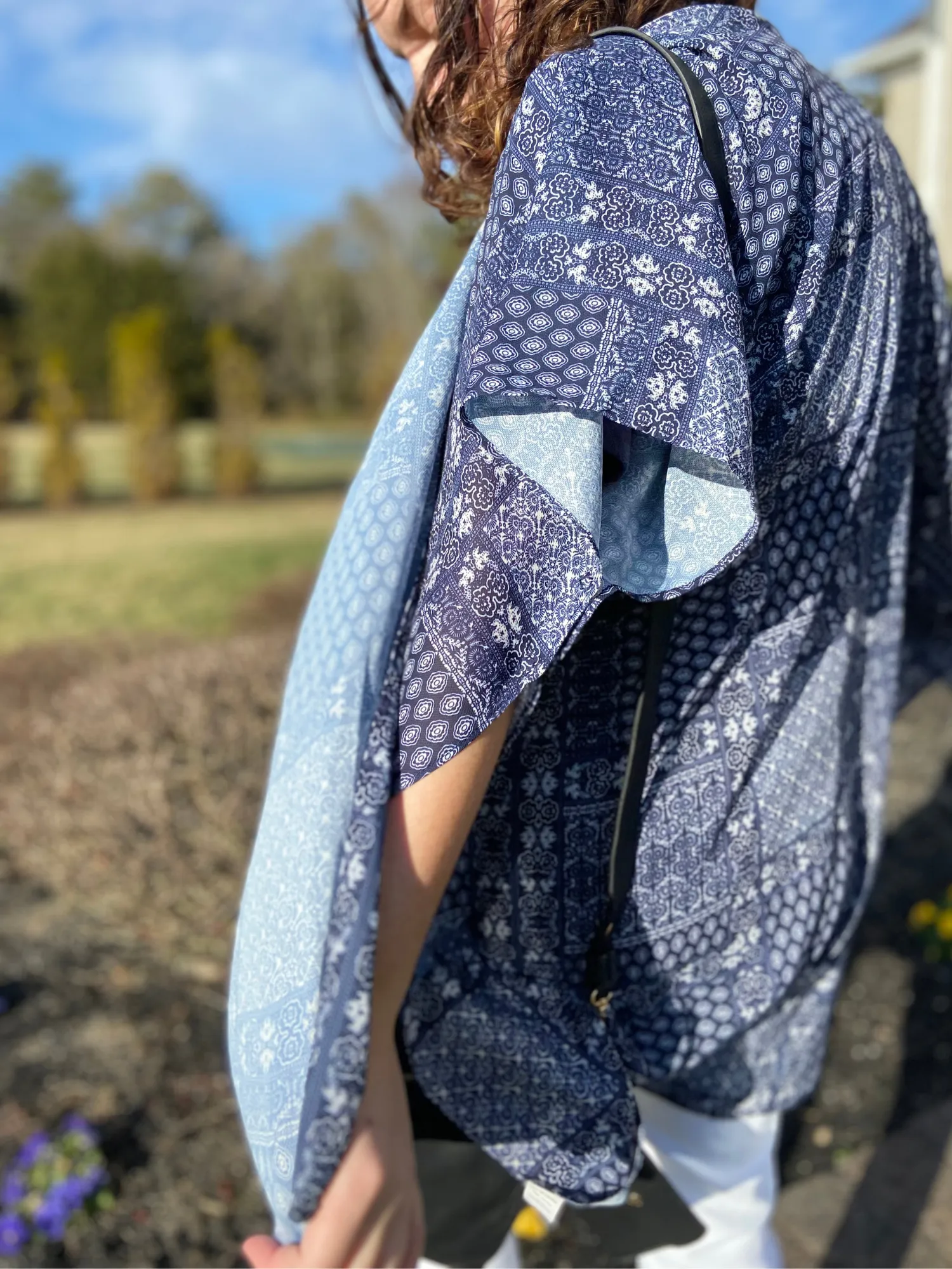 Blue and White Vintage Kimono in Curves