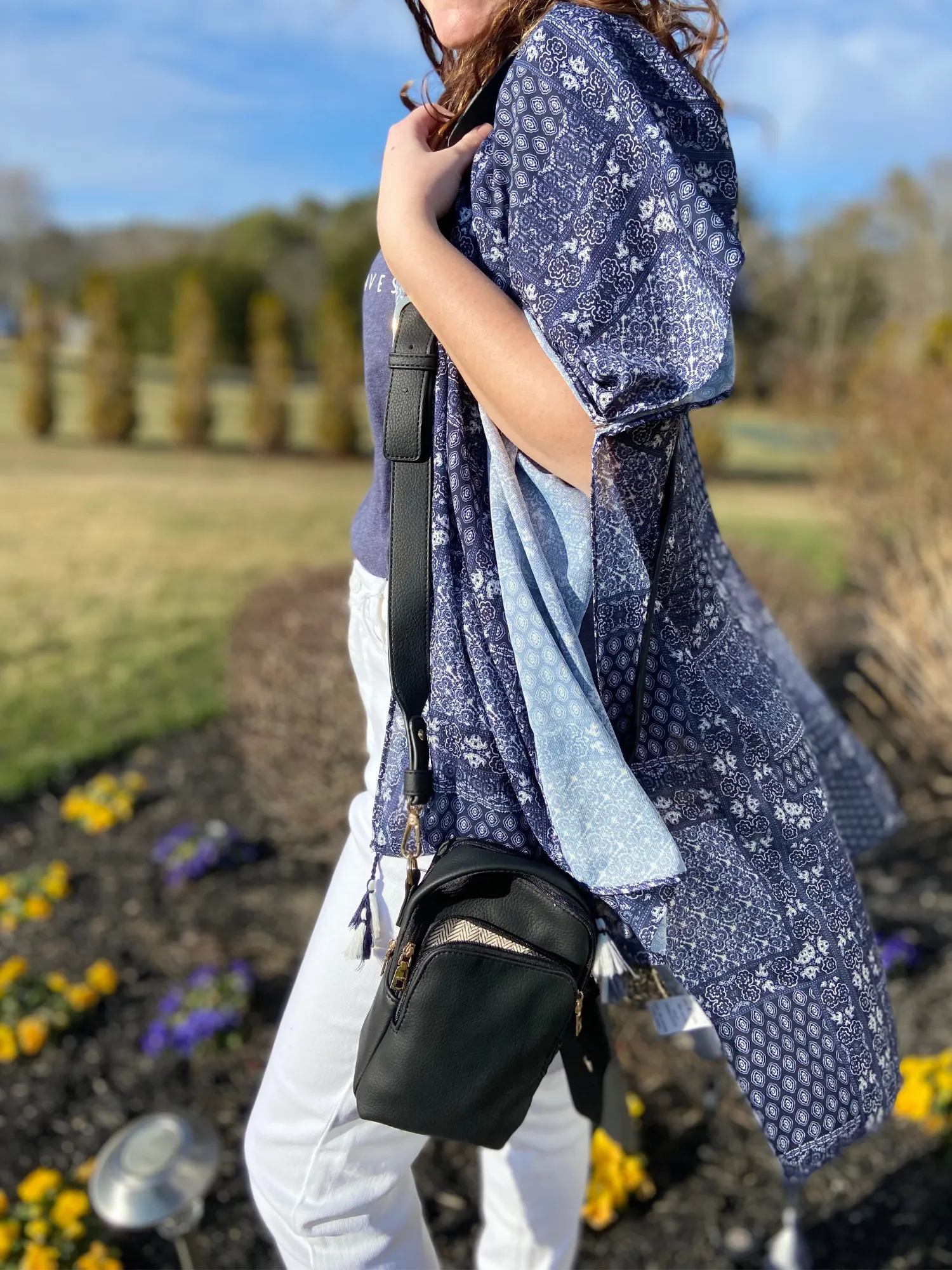 Blue and White Vintage Kimono in Curves