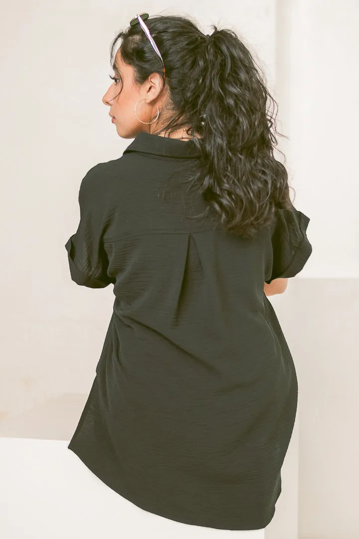 Breezy Haven Button Up Top | Black