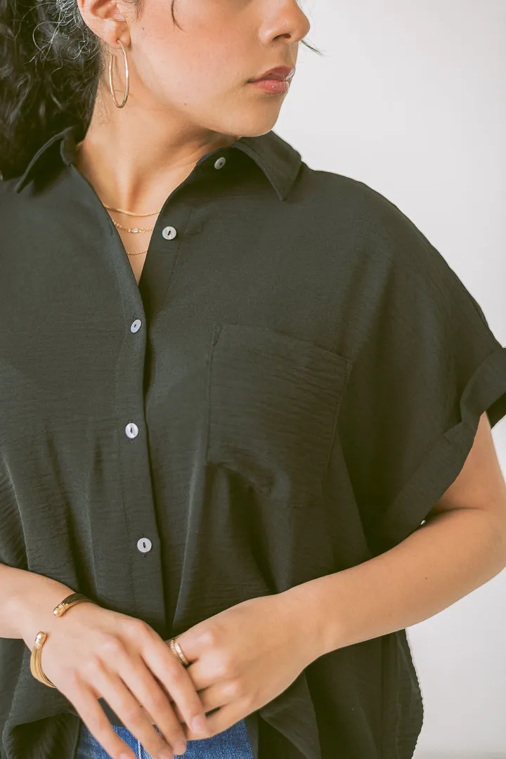 Breezy Haven Button Up Top | Black