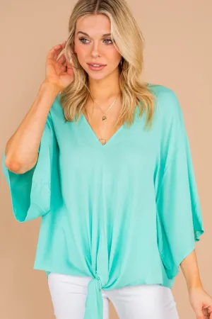 Can't Walk Away Mint Green Tied Hem Top