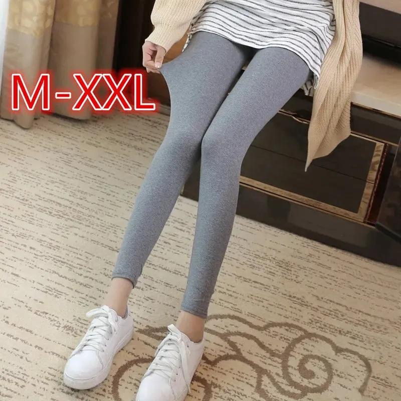 Casual Thicken Cotton Leggings Women Fall Fitness Slim Fit Ankle Length Leggings Lable High Elastic Pants Female