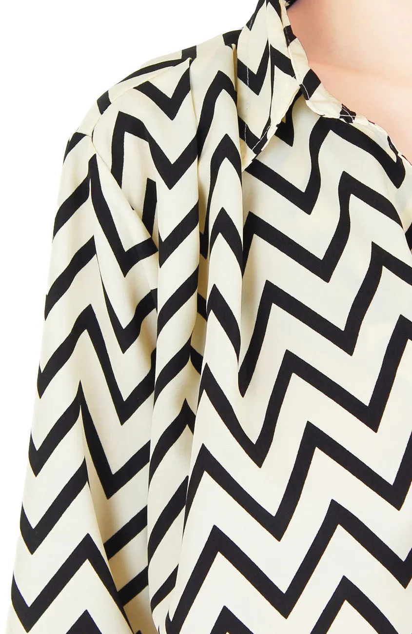 Chevron City Pursuit Blouse - Vanilla