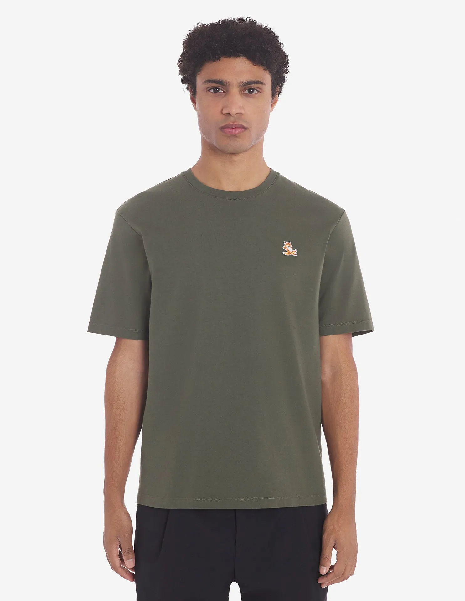 Chillax Fox Patch Regular Tee Shirt Military Green