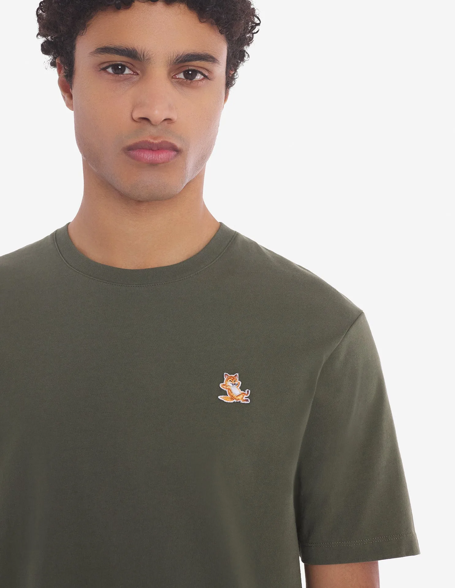 Chillax Fox Patch Regular Tee Shirt Military Green