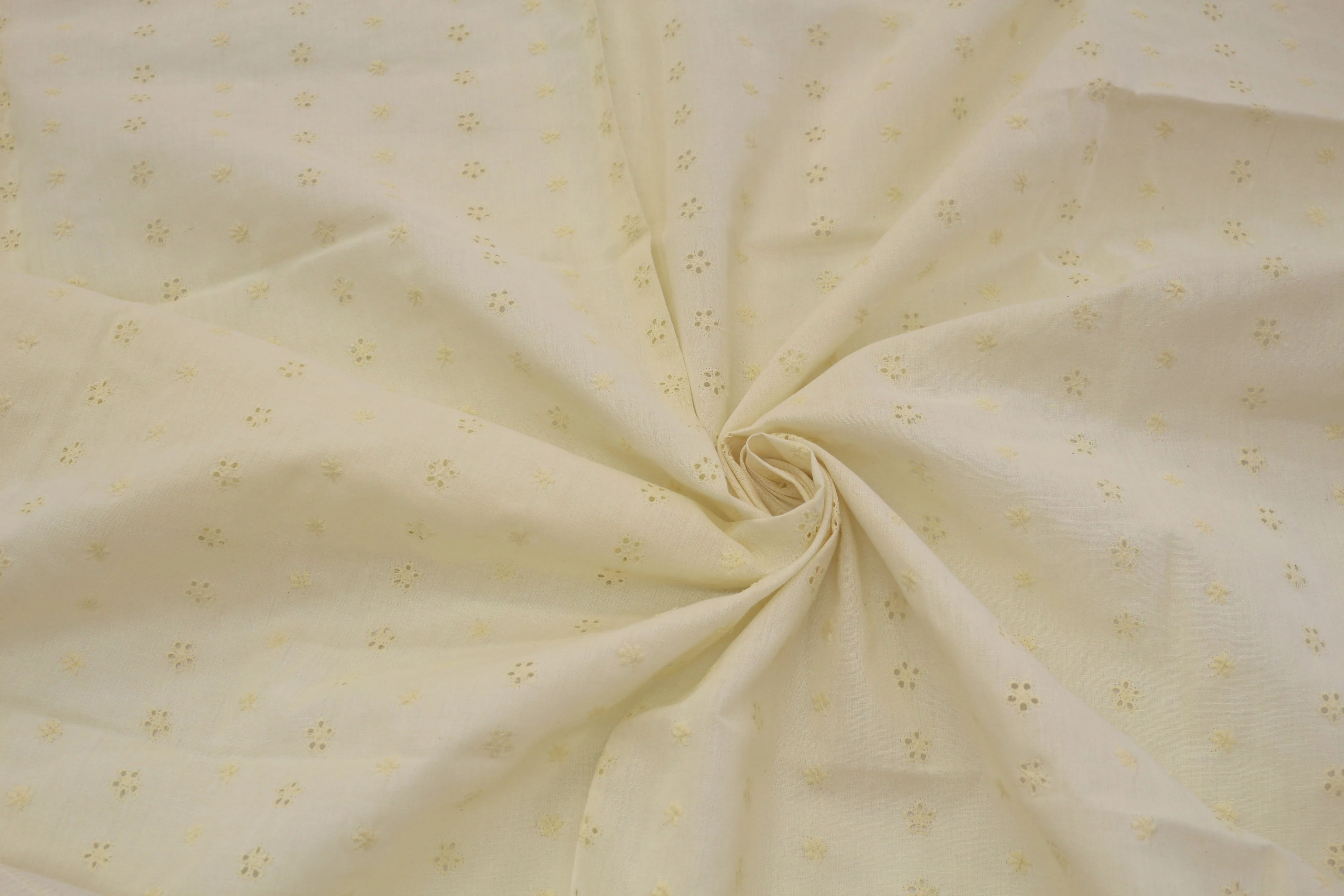Cream Cotton Eyelet Fabric – 46" x 1.5 Yards