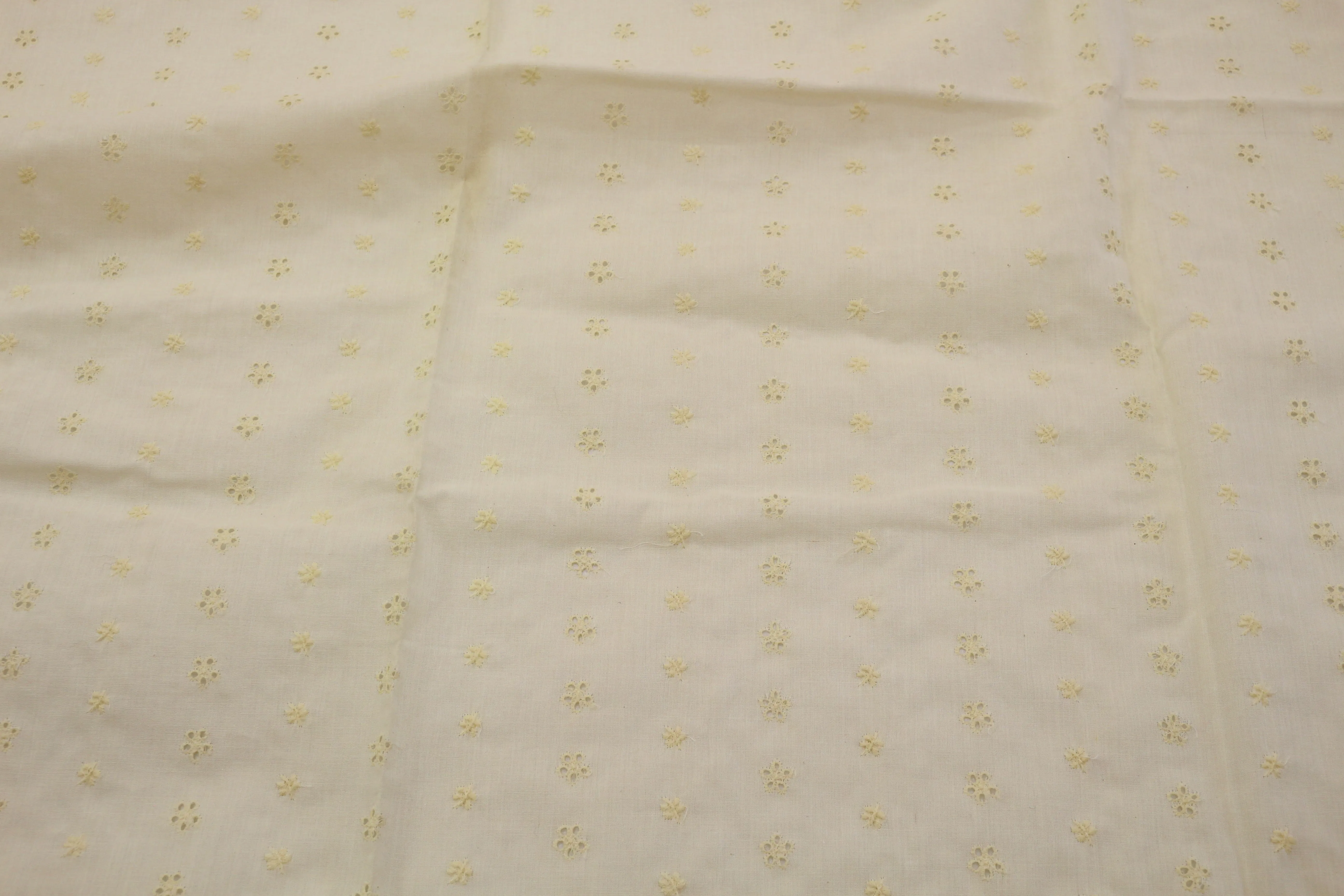 Cream Cotton Eyelet Fabric – 46" x 1.5 Yards