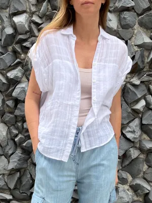 Danny Roll Sleeve Shirt in Gossamer Check - White