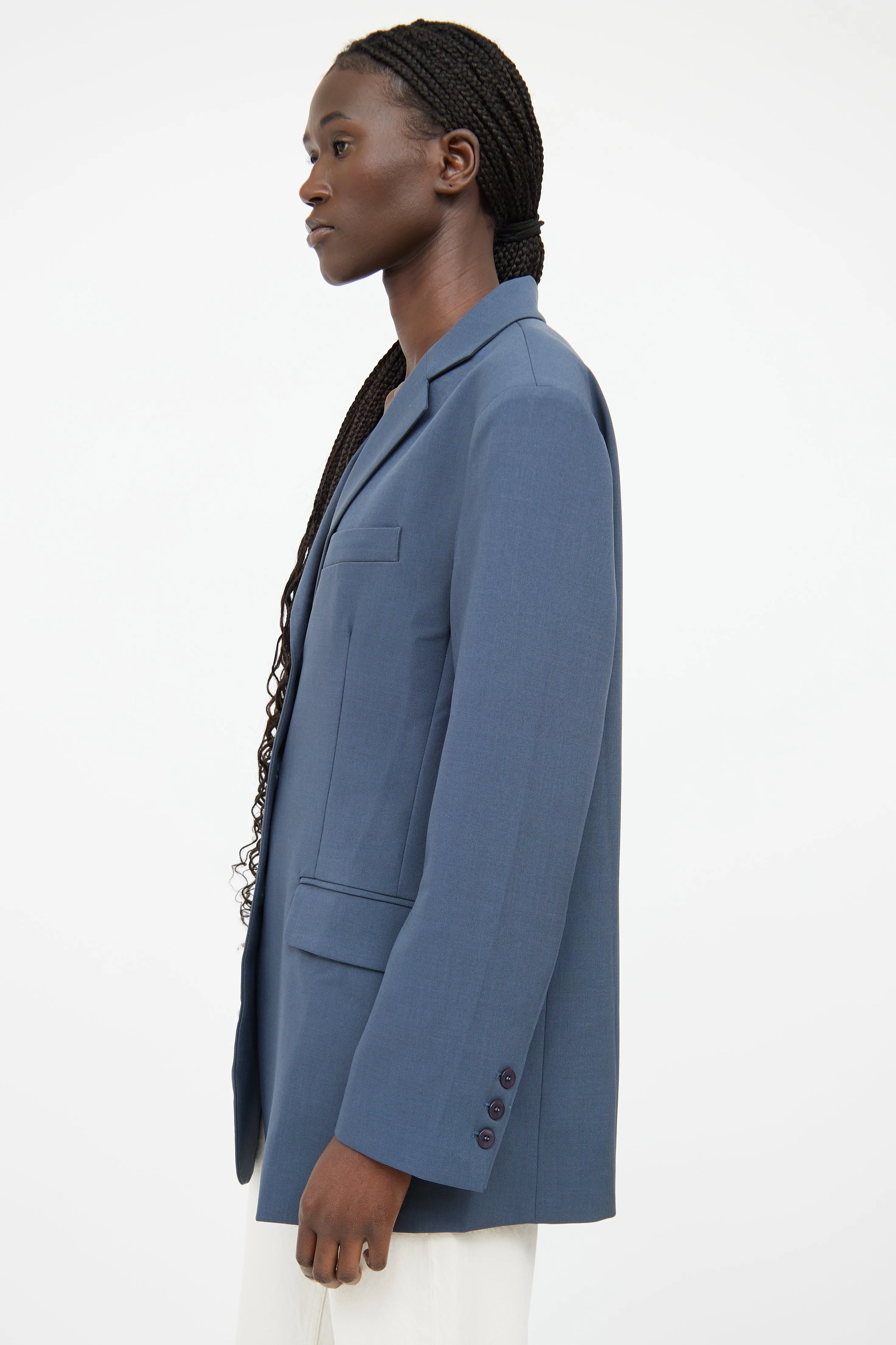 Dark Grey Notched Lapel Blazer