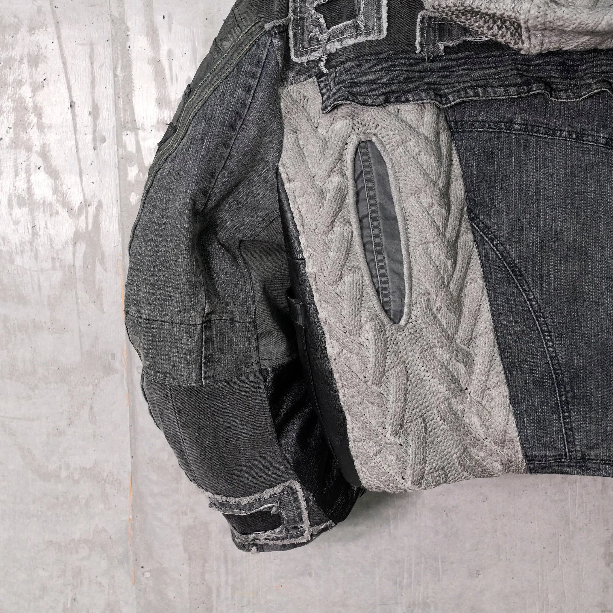 DENIM PADDED HOODIE JACKET / 040/GRAY
