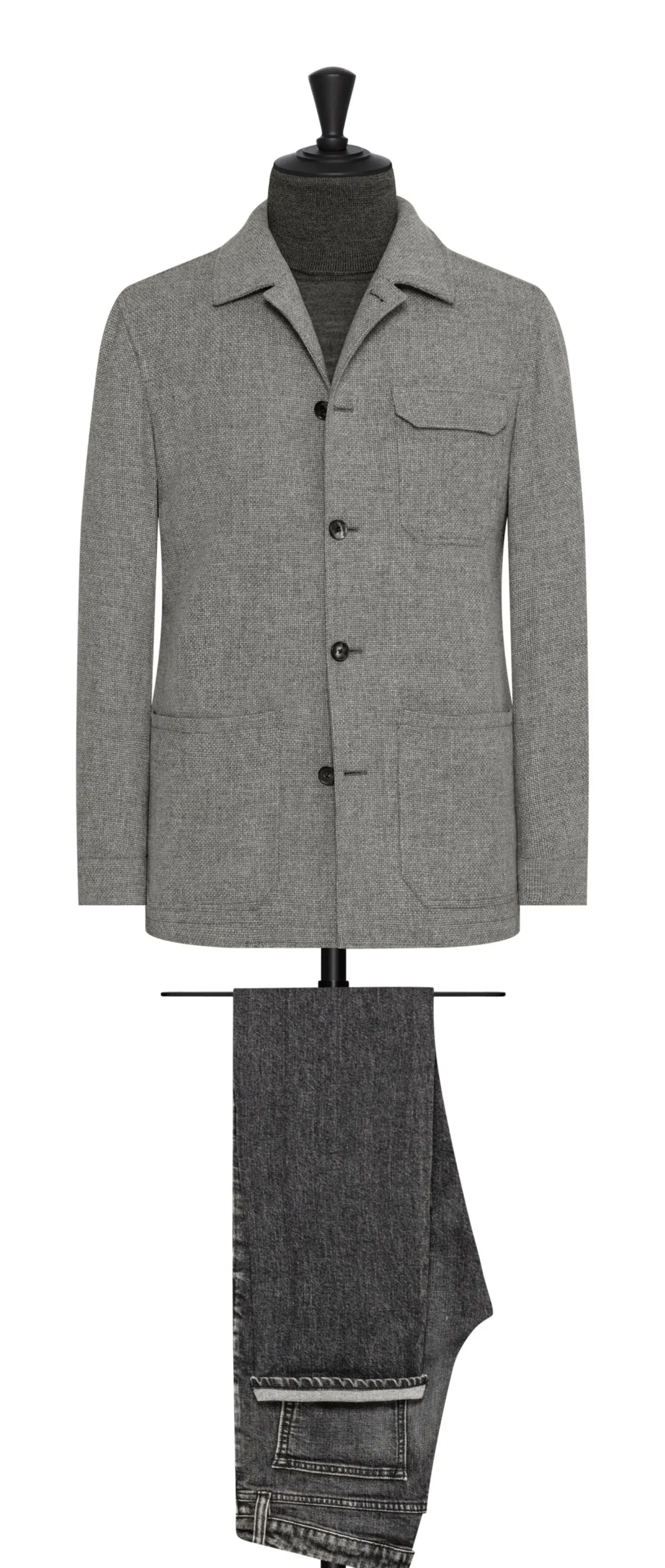 Di Pray Smoke Grey Wool, Cotton & Cashmere Basketweave