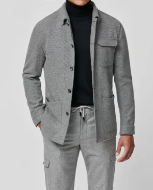 Di Pray Smoke Grey Wool, Cotton & Cashmere Basketweave