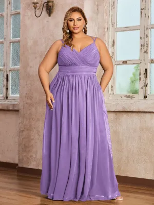 Double Straps Chiffon Dresses with Sweetheart Tahiti Plus Size