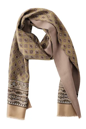Doubleface Silk Wool Scarf - Soft Green / Beige