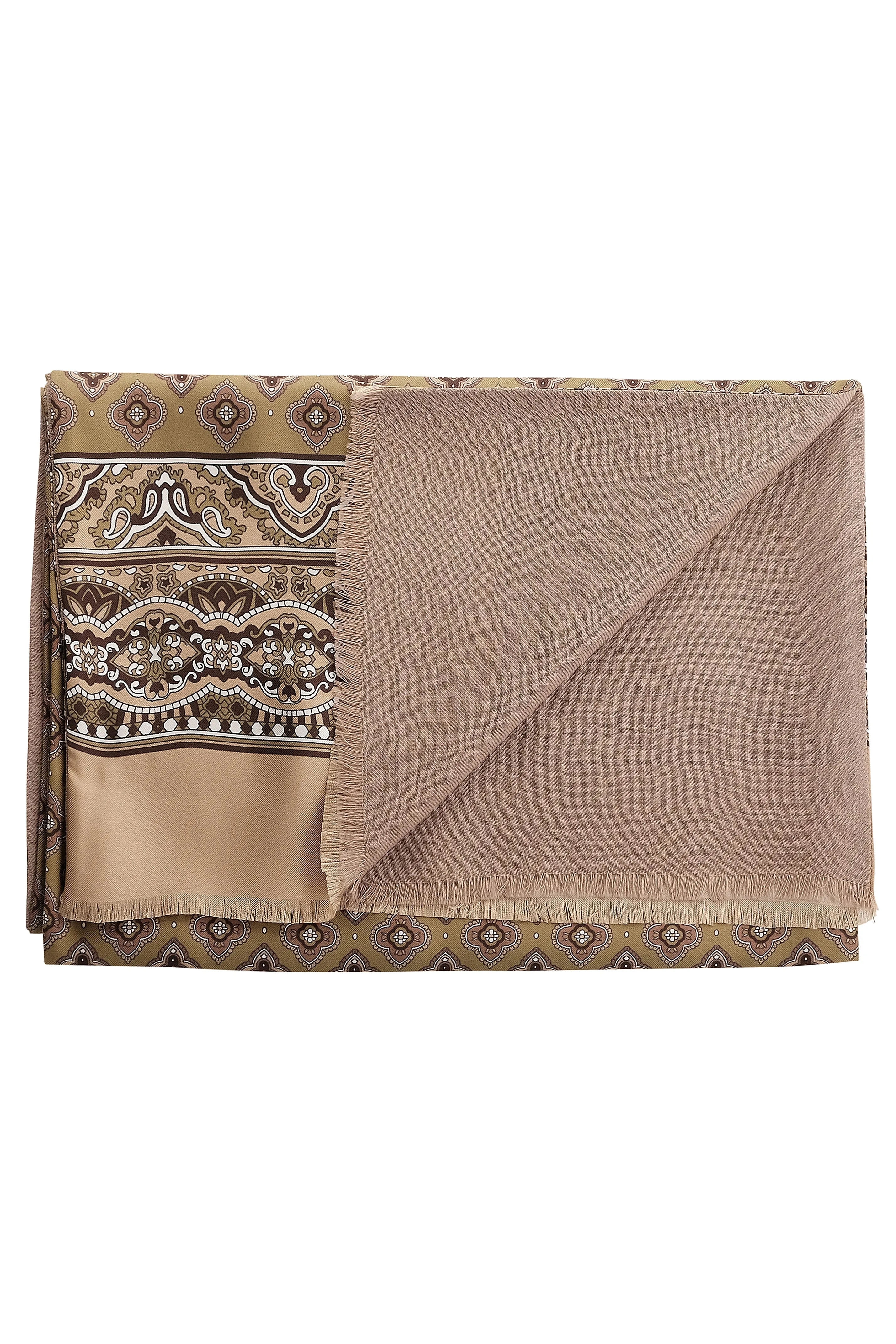 Doubleface Silk Wool Scarf - Soft Green / Beige