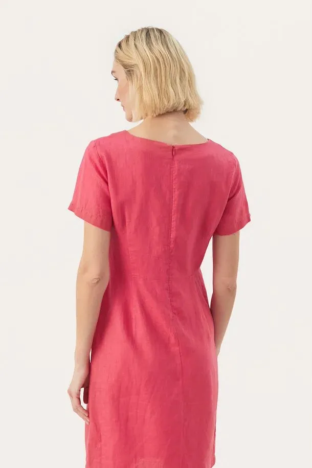 EAMARINAPW LINEN DRESS "Claret Red"